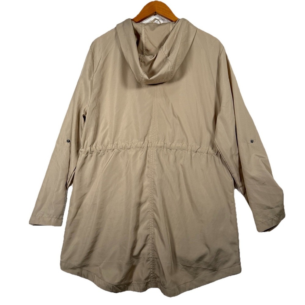Big Chill Freestyle Tan Windbreaker Jacket Polyester Drawstring Waist Hood L - Picture 5 of 6